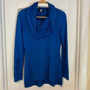 Saks Fifth Avenue Blue Cowl Neck Sweater, size M. Silk/ cashmere blend